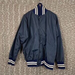Vintage‎ 70's Wilson Navy Nylon Snap Button Bomber Baseball Jacket Men's 42